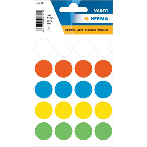 Picture of HERMA ROUND STICKERS 19MM ASSORTED COLOURS 100 STICKERS